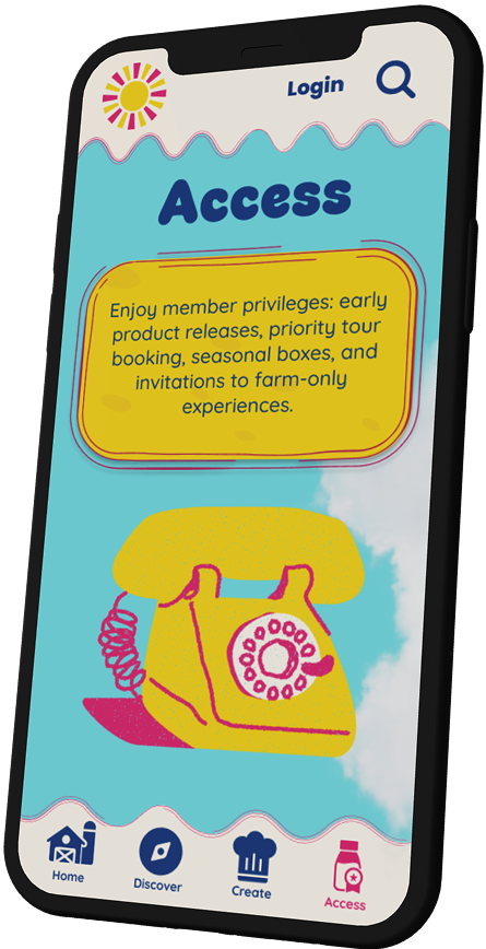 Mobile app — Discover and Create on iPhone.