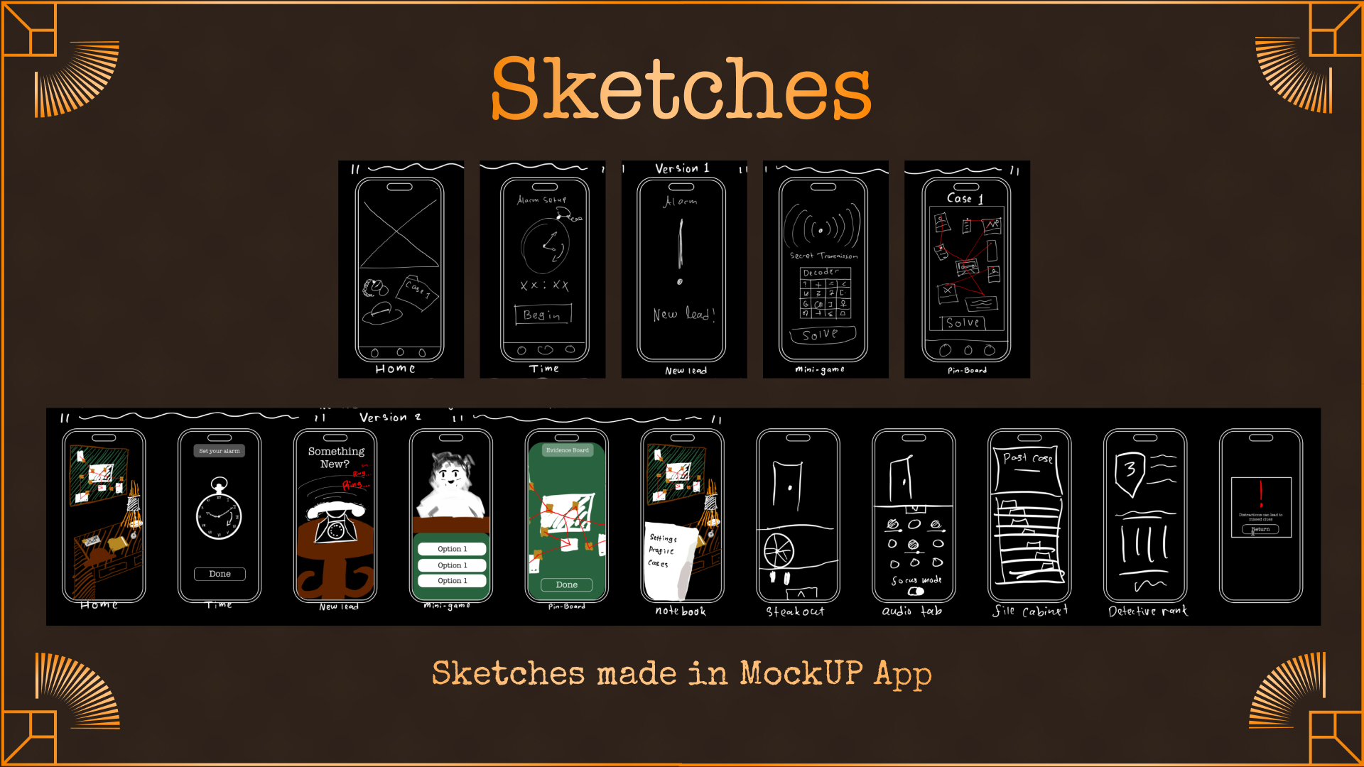 Sketches — Version 1 and Version 2 mobile flow explorations.